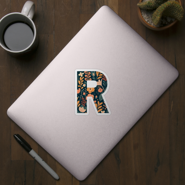 Whimsical Floral Letter R by BotanicalWoe